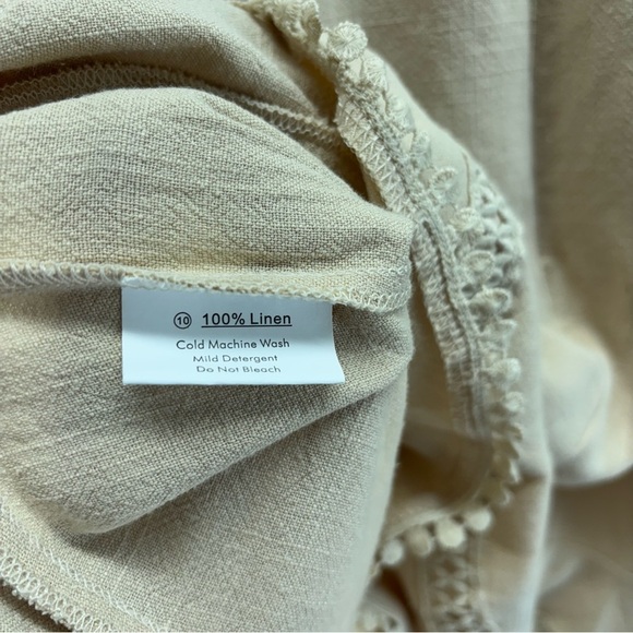 Selfie Leslie Flare Cuff Beige Mini Dress Women Med- 100% Linen Hello Molly - Picture 11 of 11